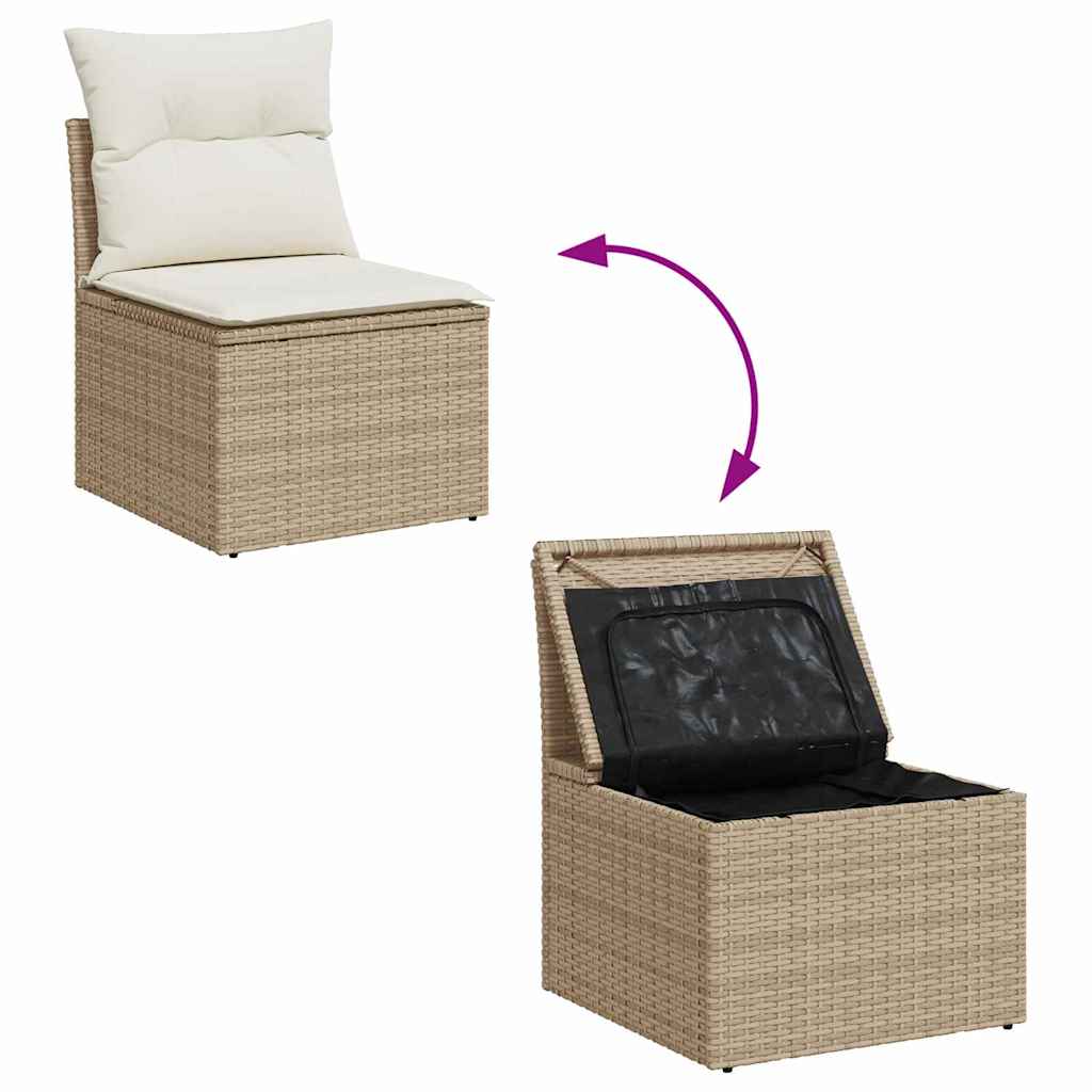 Gartensofa-set mit Kissen 18 pcs Beige und Creme Poly-Rattan