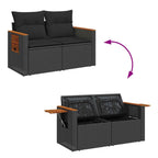 Gartensofa-set mit Kissen 10 pcs Schwarz Poly-Rattan