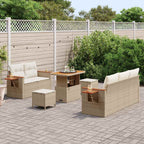 Gartensofa-set mit Kissen 10 pcs Beige und Creme Poly-Rattan