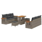 Gartensofa-set mit Kissen 11 pcs Grau Poly-Rattan