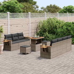 Gartensofa-set mit Kissen 13 pcs Grau Poly-Rattan