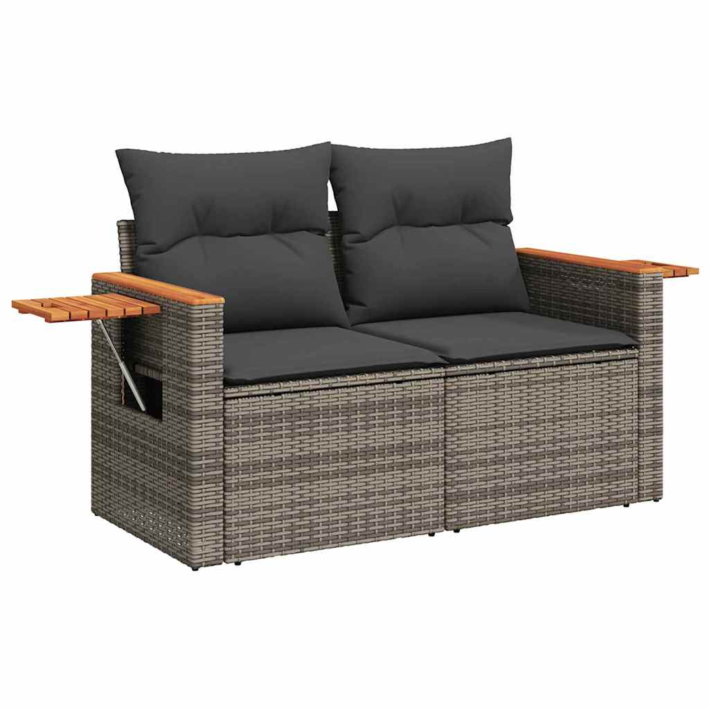 Gartensofa-set mit Kissen 13 pcs Grau Poly-Rattan