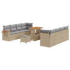 Gartensofa-set mit Kissen 12 pcs Beige und Hellgrau Poly-Rattan