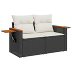 Gartensofa-set mit Kissen 13 pcs Schwarz und Creme Poly-Rattan