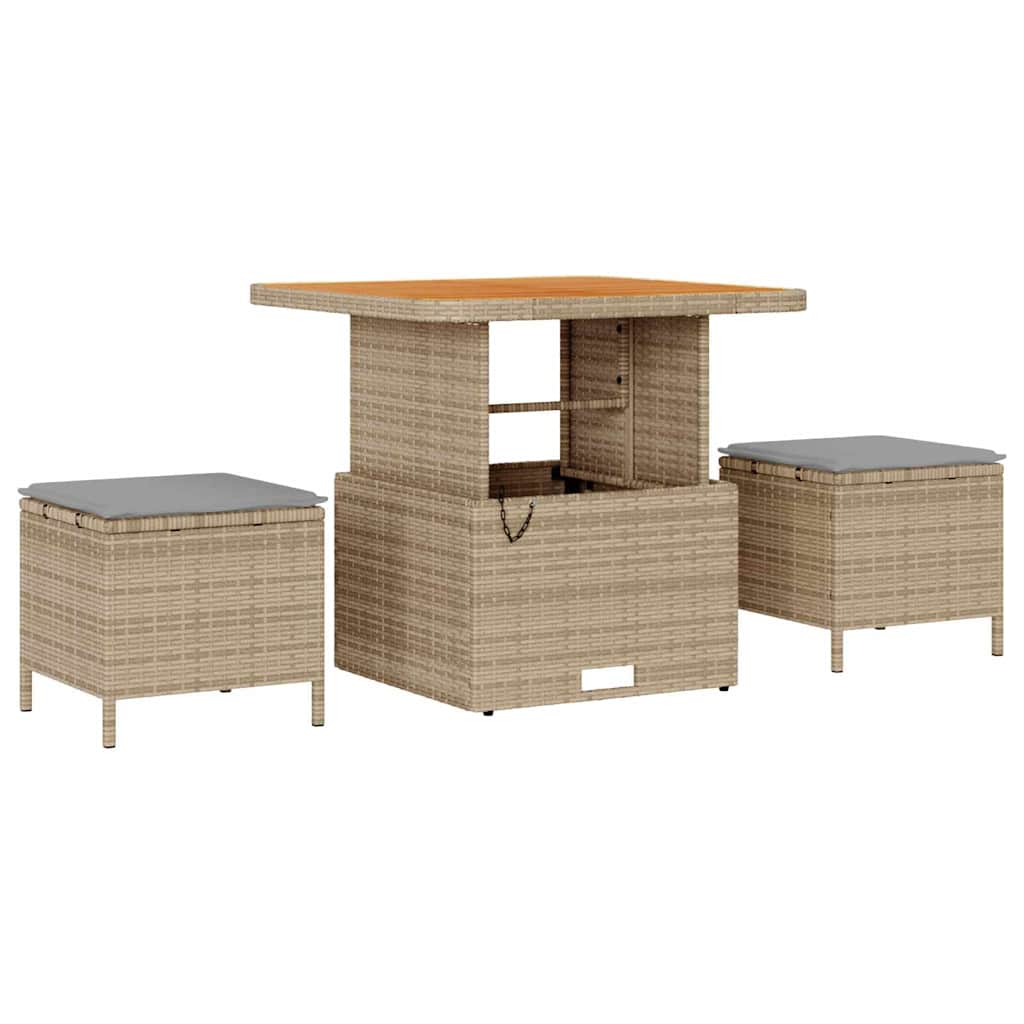 Gartensofa-set mit Kissen 11 pcs Beige und Hellgrau Poly-Rattan
