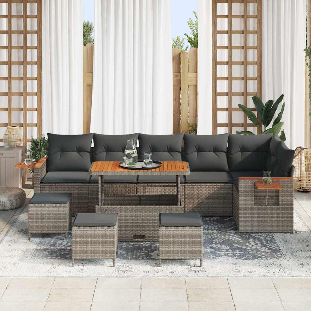 Gartensofa-set mit Kissen 12 pcs Grau Poly-Rattan