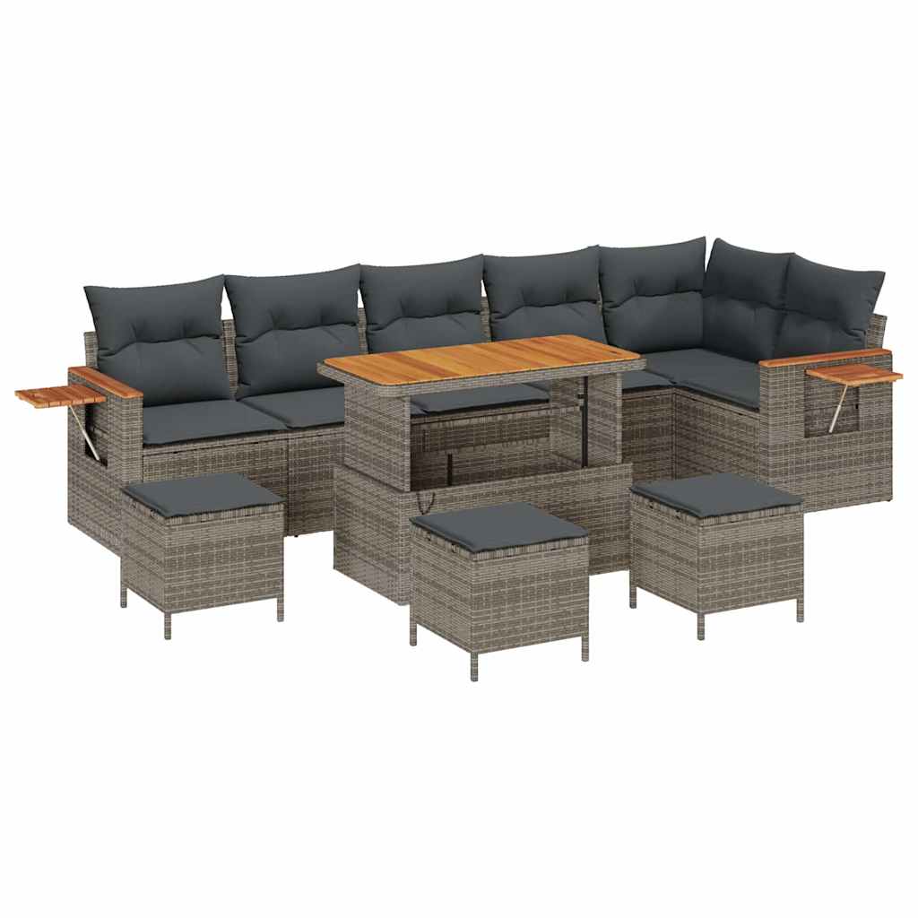Gartensofa-set mit Kissen 12 pcs Grau Poly-Rattan