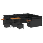 Gartensofa-set mit Kissen 13 pcs Schwarz Poly-Rattan