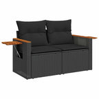Gartensofa-set mit Kissen 13 pcs Schwarz Poly-Rattan