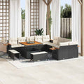 Gartensofa-set mit Kissen 17 pcs Schwarz und Creme Poly-Rattan