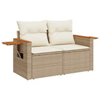 Gartensofa-set mit Kissen 17 pcs Beige und Creme Poly-Rattan