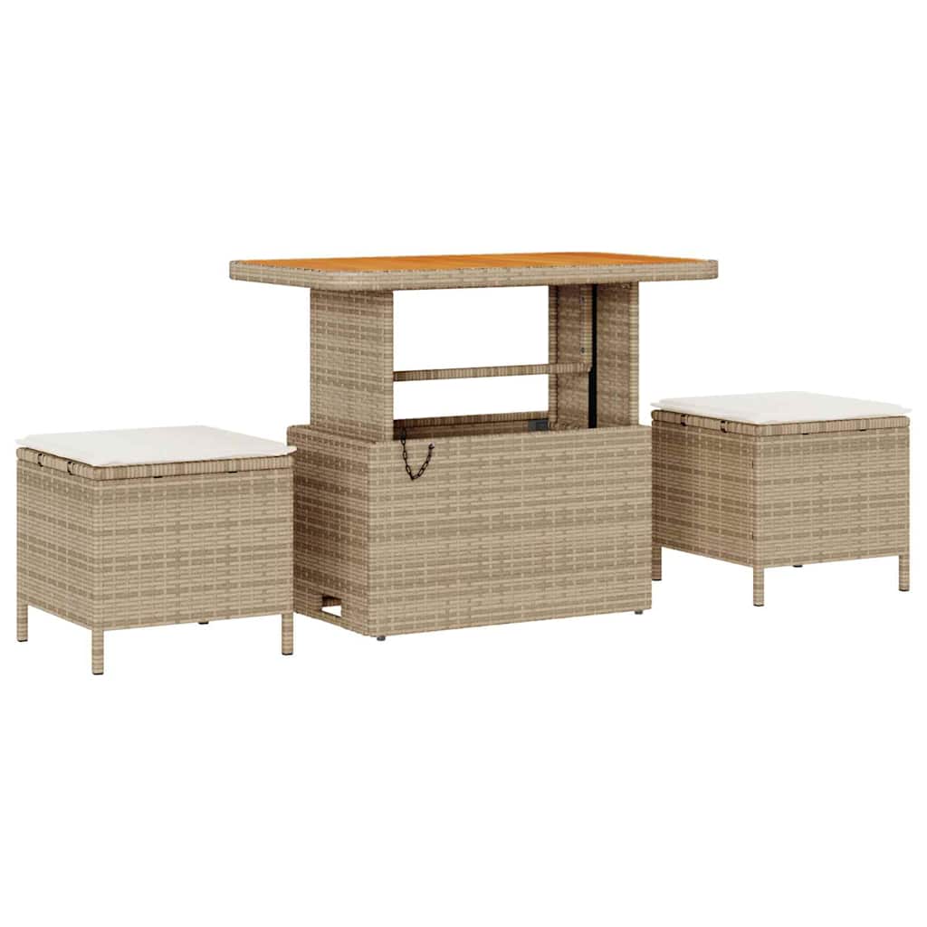 Gartensofa-set mit Kissen 10 pcs Beige und Creme Poly-Rattan