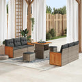 Gartensofa-set mit Kissen 11 pcs Grau Poly-Rattan