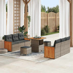 Gartensofa-set mit Kissen 11 pcs Grau Poly-Rattan
