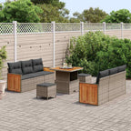 Gartensofa-set mit Kissen 11 pcs Grau Poly-Rattan