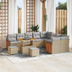 Gartensofa-set mit Kissen 13 pcs Beige und Hellgrau Poly-Rattan