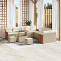 Gartensofa-set mit Kissen 17 pcs Beige und Creme Poly-Rattan