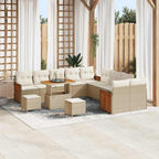 Gartensofa-set mit Kissen 17 pcs Beige und Creme Poly-Rattan