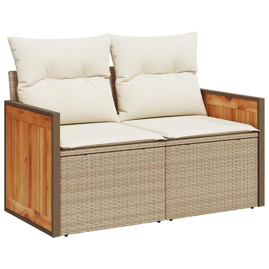 Gartensofa-set mit Kissen 17 pcs Beige und Creme Poly-Rattan
