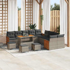 Gartensofa-set mit Kissen 18 pcs Grau Poly-Rattan