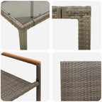 Garten Essgruppe 3 pcs Grau Poly-Rattan