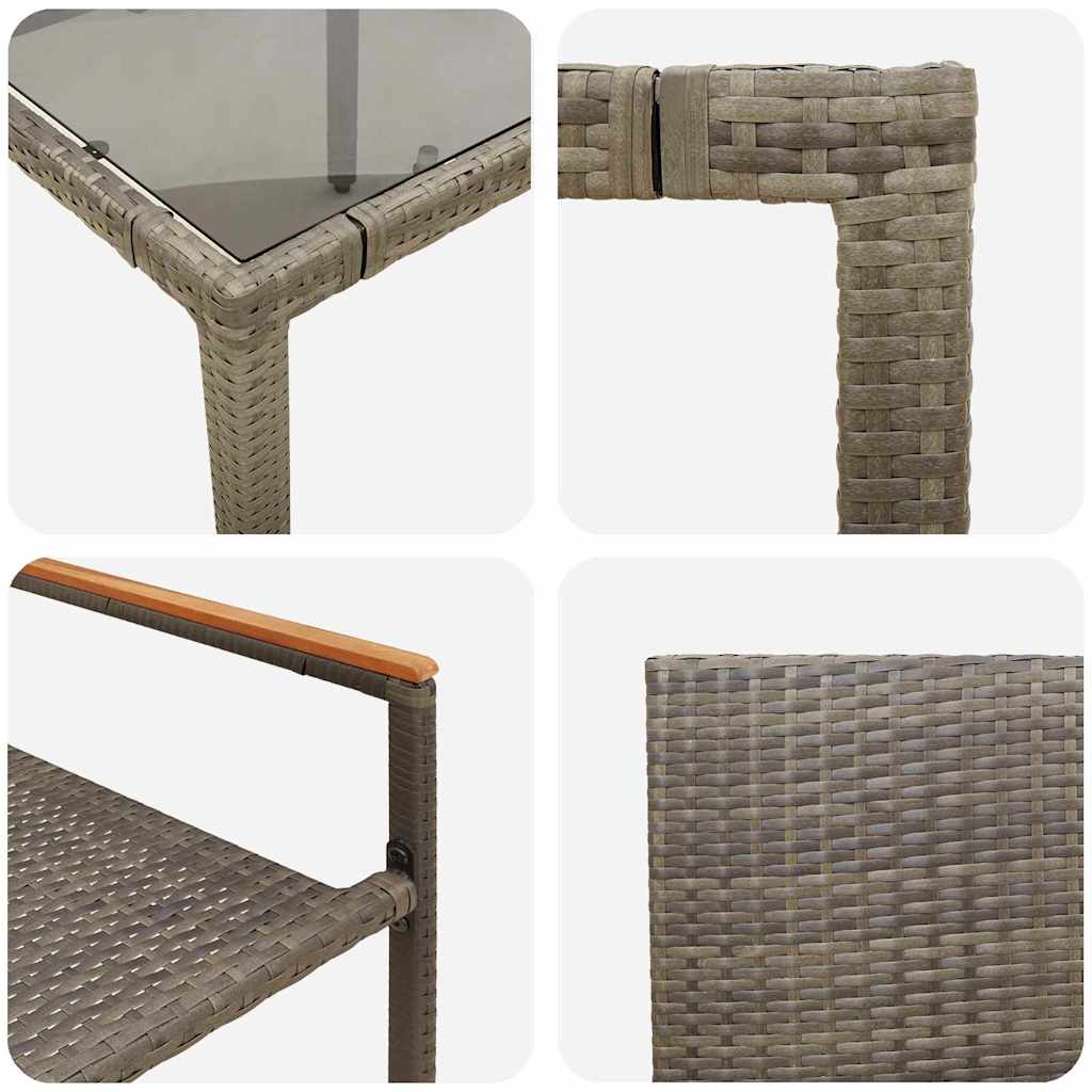 Garten Essgruppe 3 pcs Grau Poly-Rattan