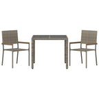 Garten Essgruppe 3 pcs Grau Poly-Rattan