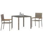 Garten Essgruppe 3 pcs Grau Poly-Rattan