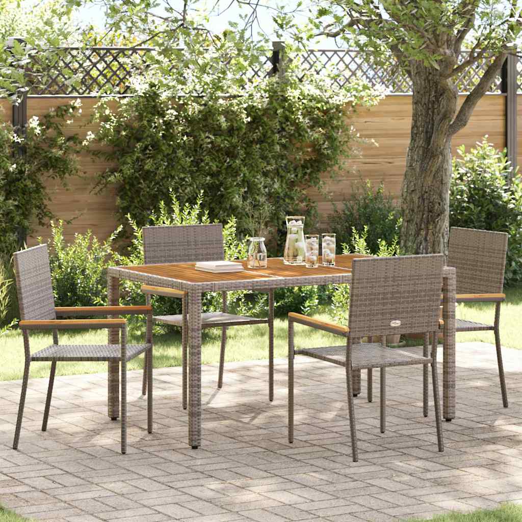 Garten Essgruppe 5 pcs Grau Poly-Rattan