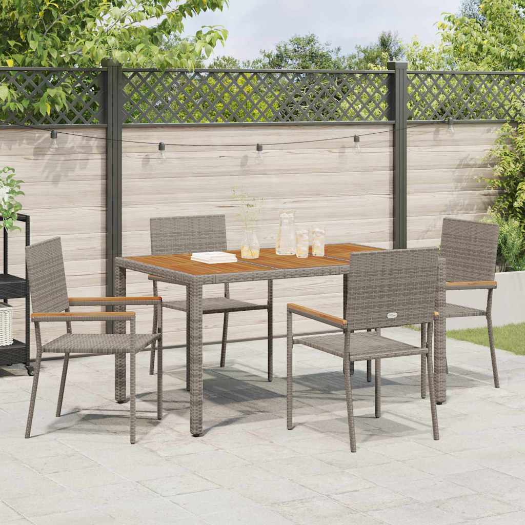 Garten Essgruppe 5 pcs Grau Poly-Rattan