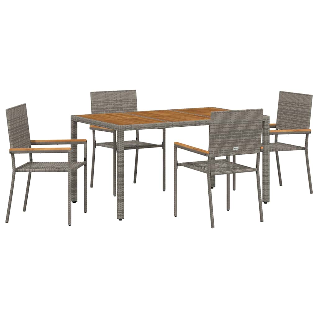 Garten Essgruppe 5 pcs Grau Poly-Rattan
