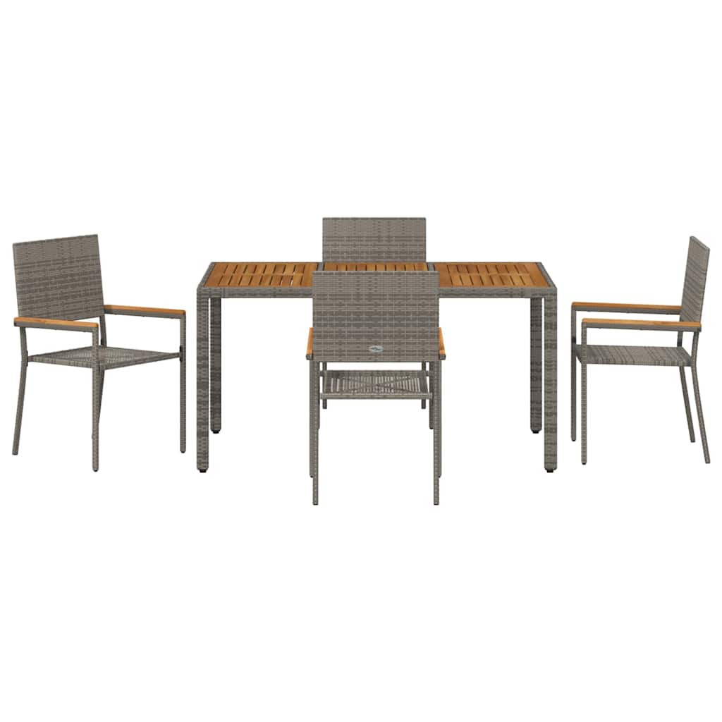 Garten Essgruppe 5 pcs Grau Poly-Rattan