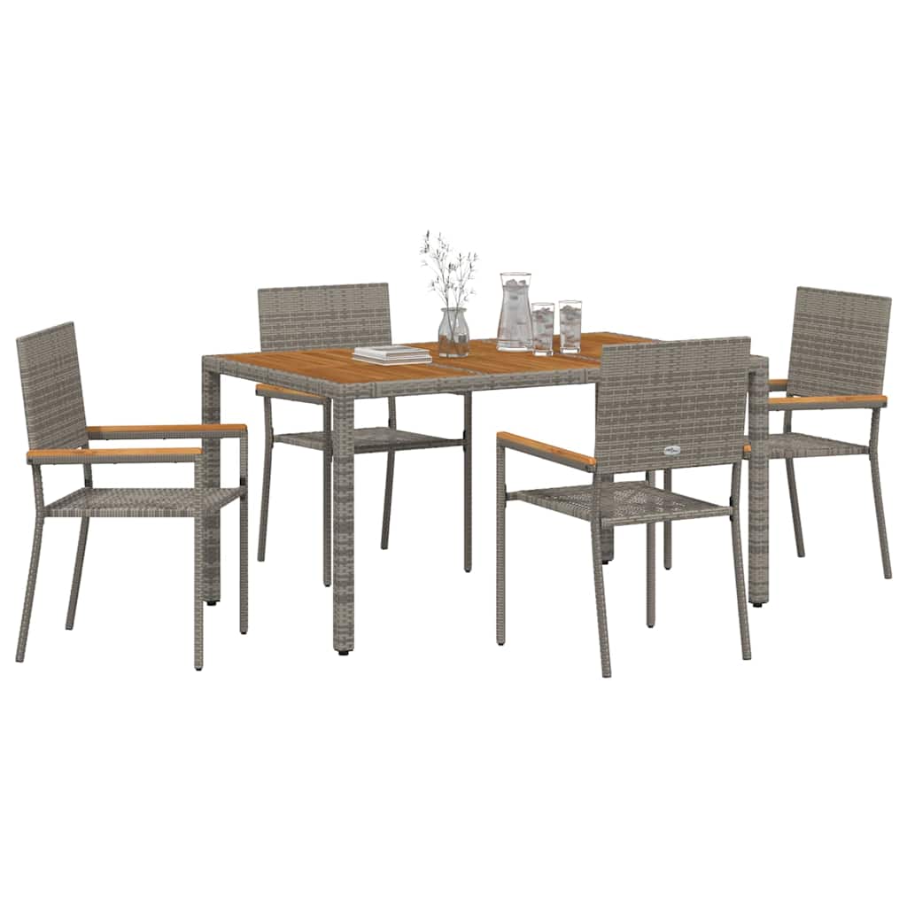Garten Essgruppe 5 pcs Grau Poly-Rattan