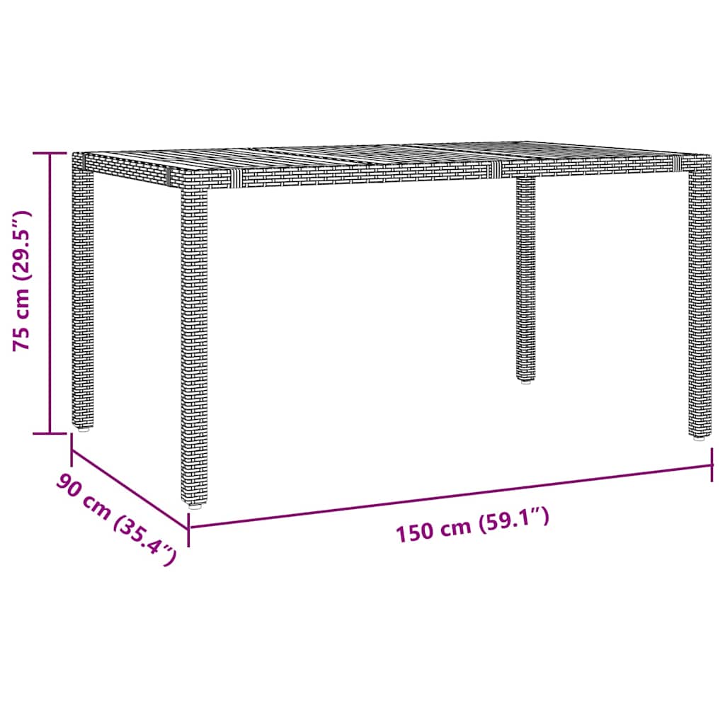 Garten Essgruppe 5 pcs Grau Poly-Rattan