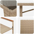 Garten Essgruppe 9 pcs Beige Poly-Rattan