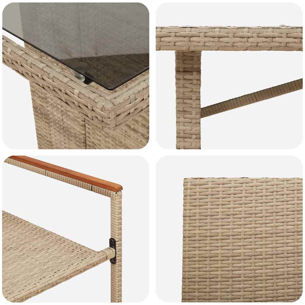 Garten Essgruppe 9 pcs Beige Poly-Rattan