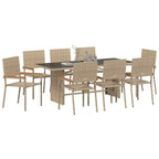 Garten Essgruppe 9 pcs Beige Poly-Rattan