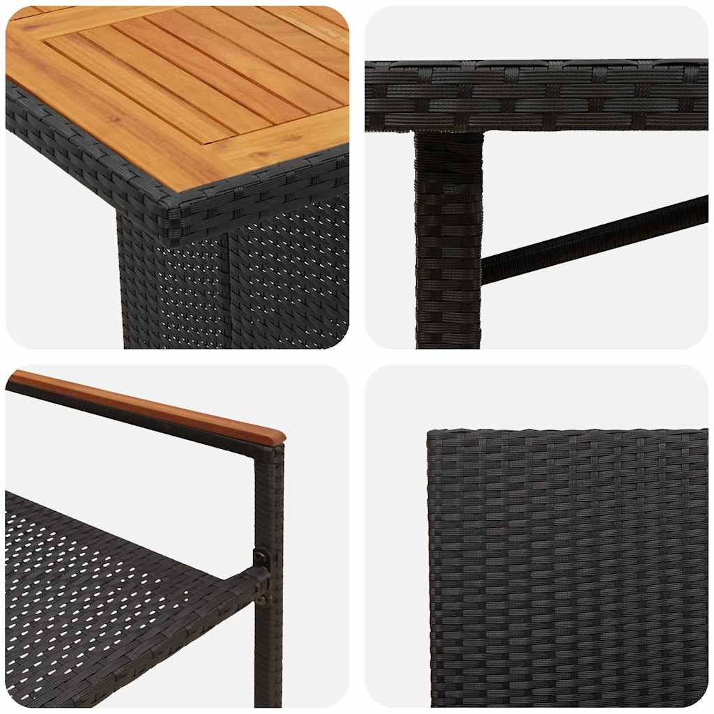Garten Essgruppe 9 pcs Schwarz Poly-Rattan
