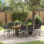 Garten Essgruppe 9 pcs Schwarz Poly-Rattan