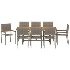 Garten Essgruppe 9 pcs Grau Poly-Rattan
