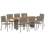 Garten Essgruppe 9 pcs Grau Poly-Rattan