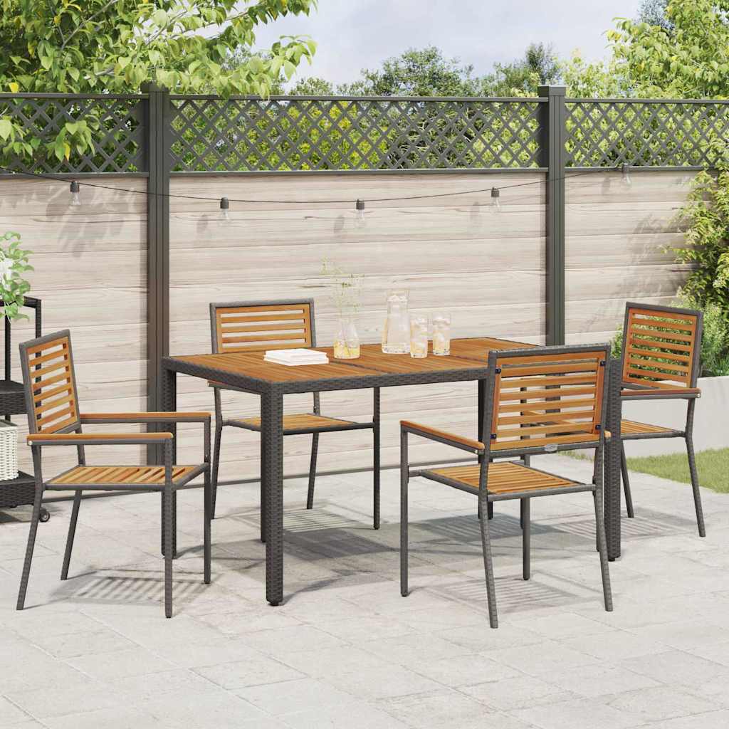 Garten Essgruppe 5 pcs Schwarz und Braun Poly-Rattan
