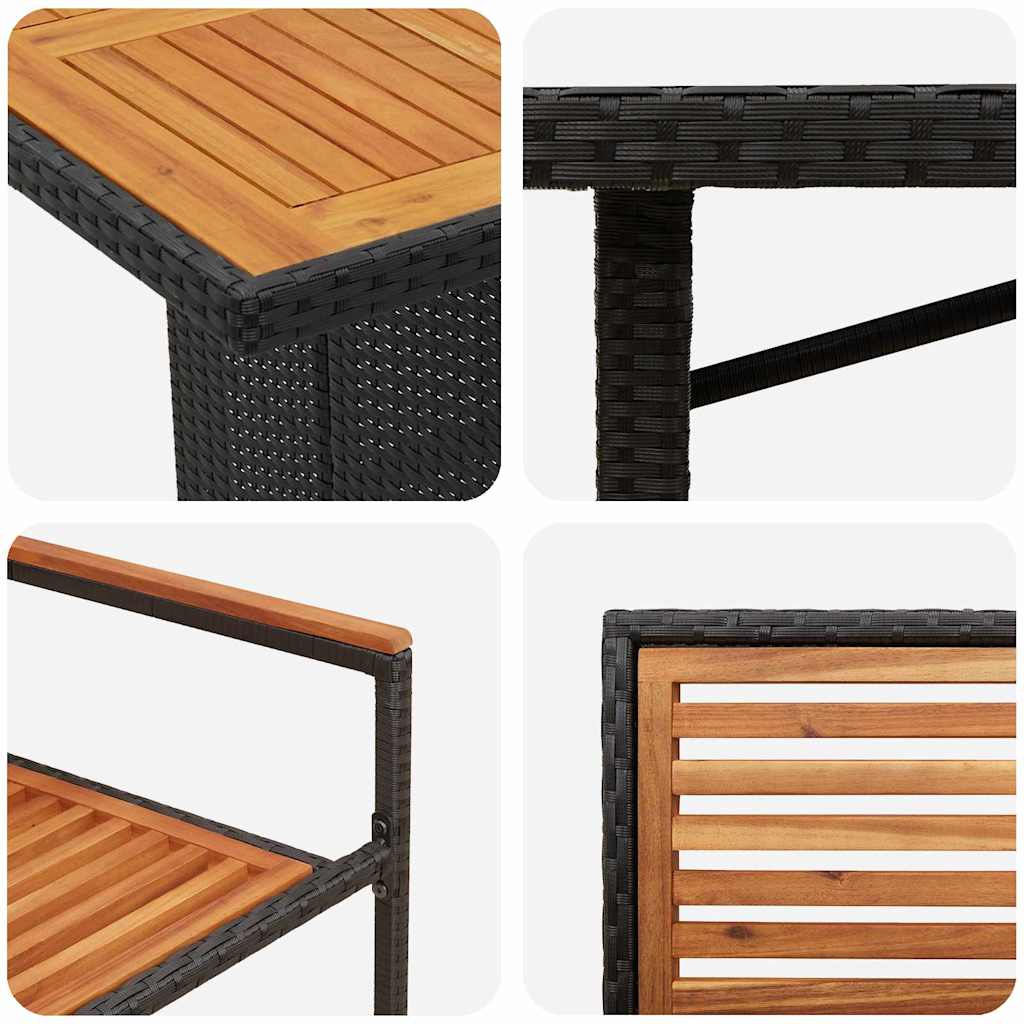 Garten Essgruppe 7 pcs Schwarz und Braun Poly-Rattan