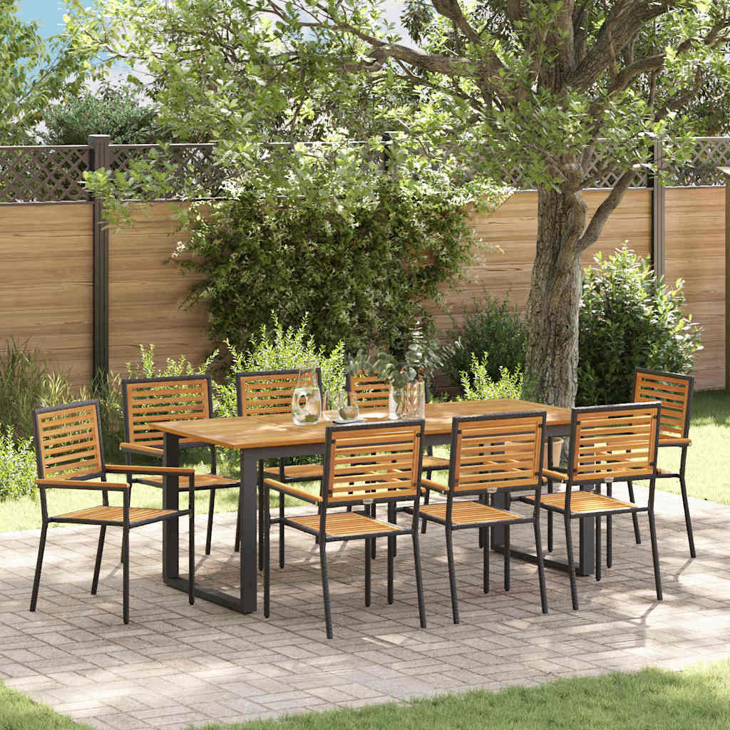 Garten Essgruppe 9 pcs Schwarz Massivholz Akazie