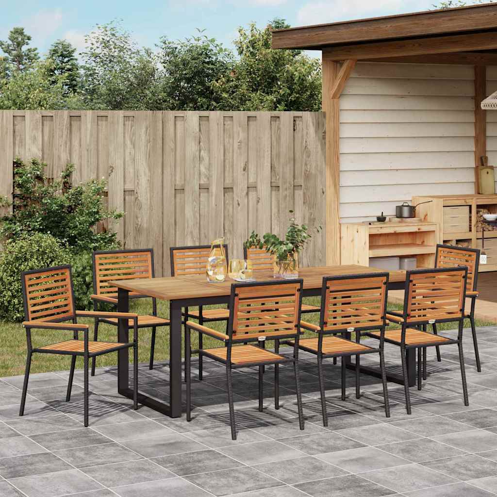 Garten Essgruppe 9 pcs Schwarz Massivholz Akazie
