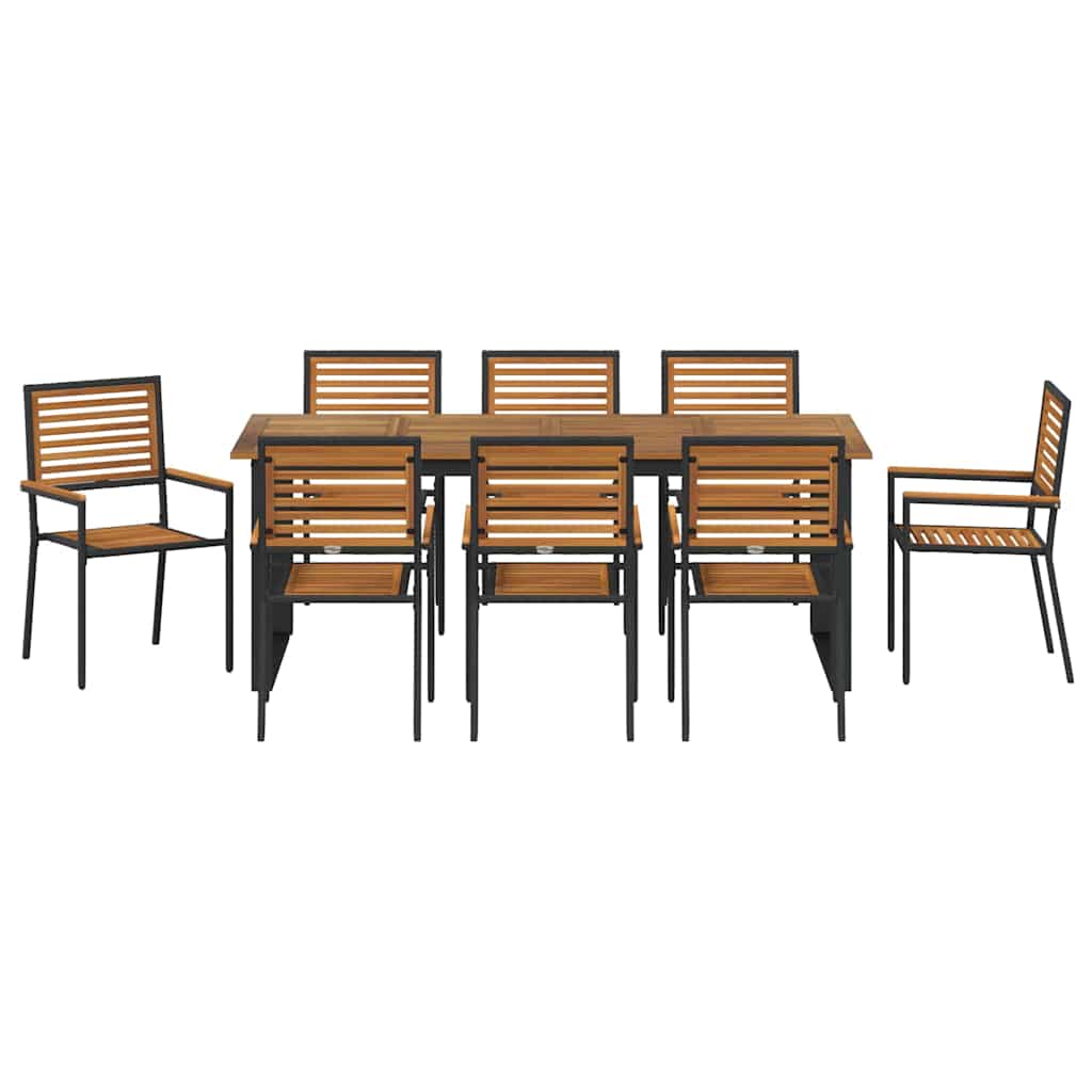Garten Essgruppe 9 pcs Schwarz Massivholz Akazie