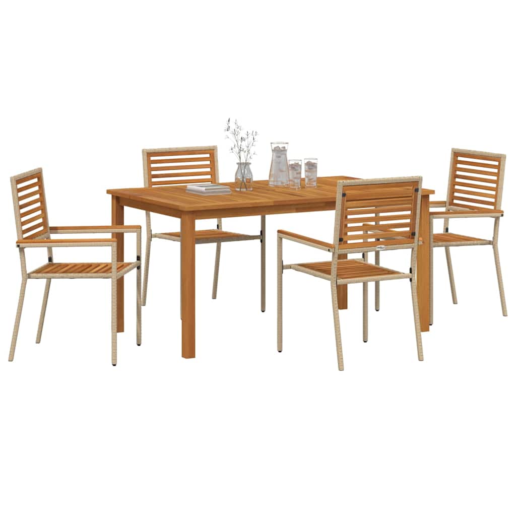 Garten Essgruppe 5 pcs Beige Massivholz Akazie