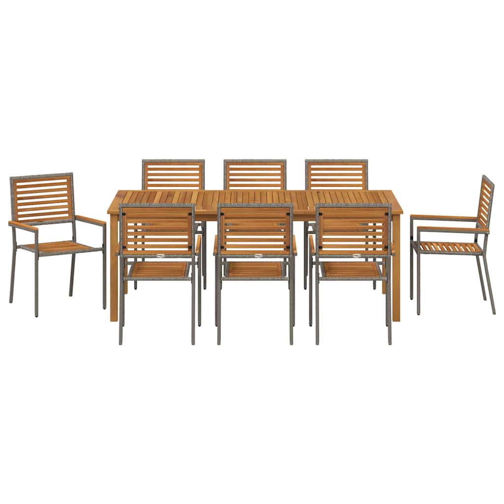 Garten Essgruppe 9 pcs Grau Massivholz Akazie