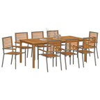 Garten Essgruppe 9 pcs Grau Massivholz Akazie