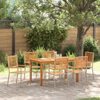 Garten Essgruppe 7 pcs Beige Massivholz Akazie